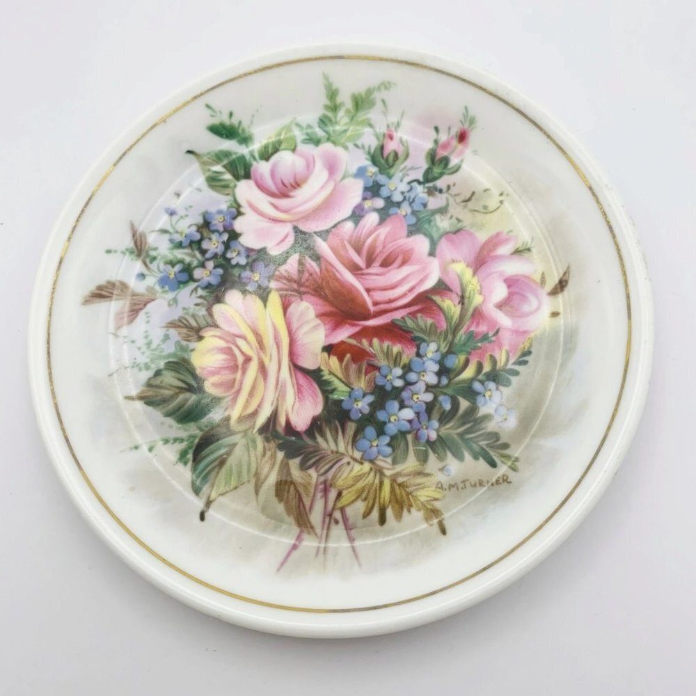 Vintage Royal Kent Floral Cabinet Plate Signed